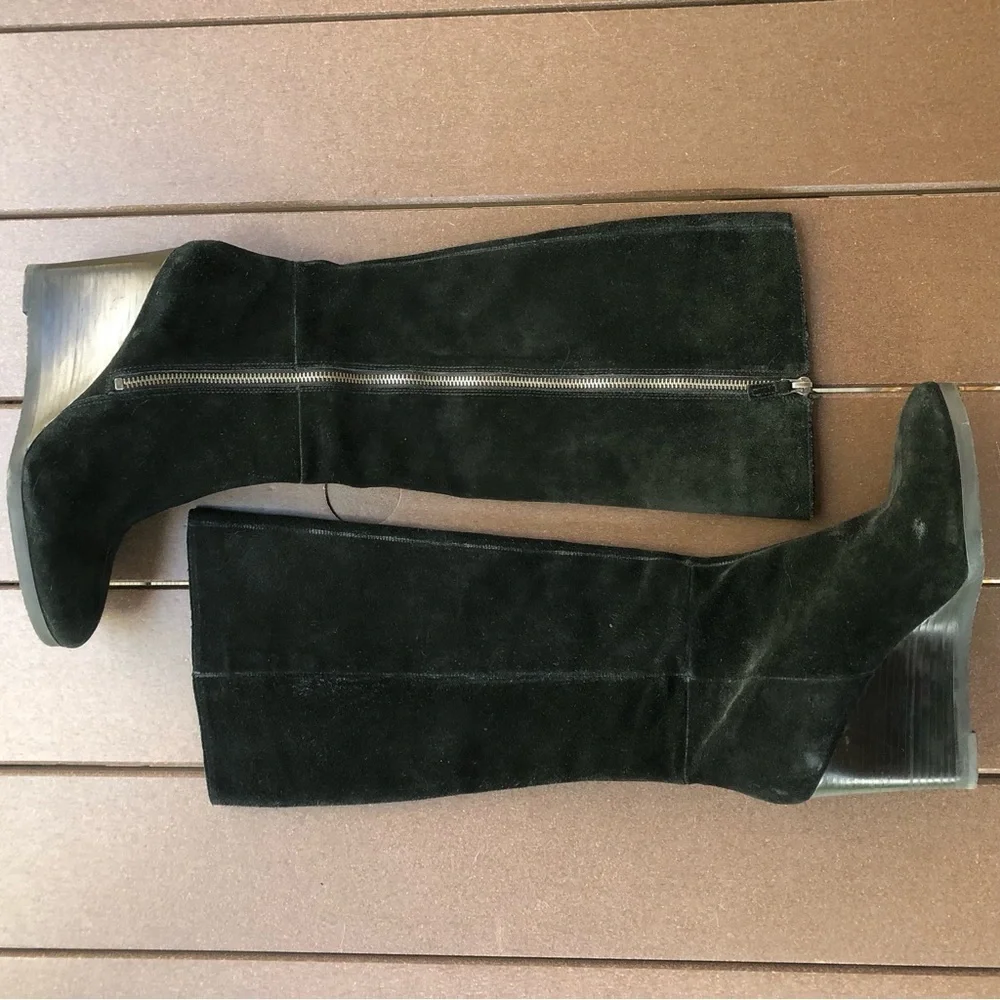 Franco Sarto Black Genuine Suede Wedge Boots Size 9M